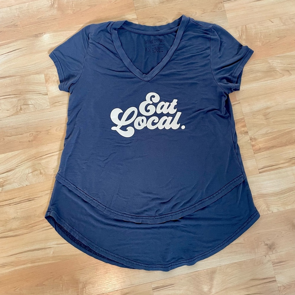 Latched Mama V-Neck Double layer Nursing Graphic Tee - Eat Local